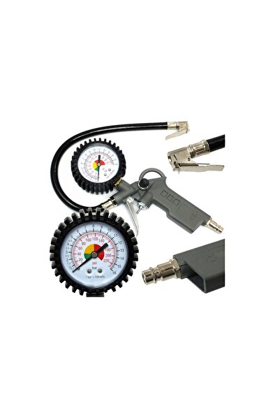 Silver Tire inflation gun, pressure gauge, 0-16 bar,