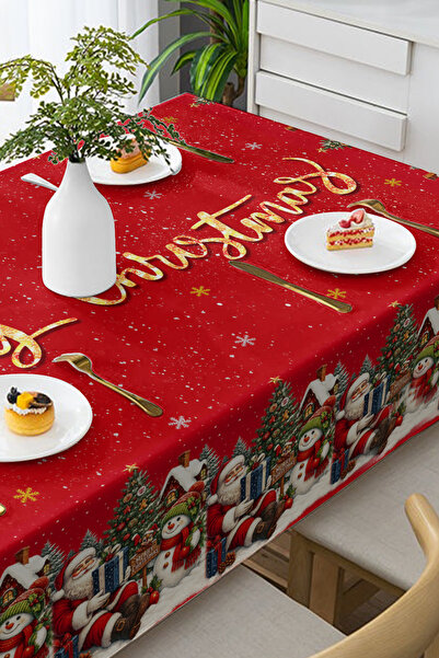 MonoHome Christmas Tablecloth New Year's Eve- 5D Digital Design Special Weaving Merry Christmas Red
