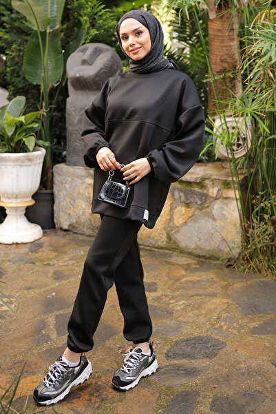 İmajButik Black Embroidered Tunic Trouser Suit