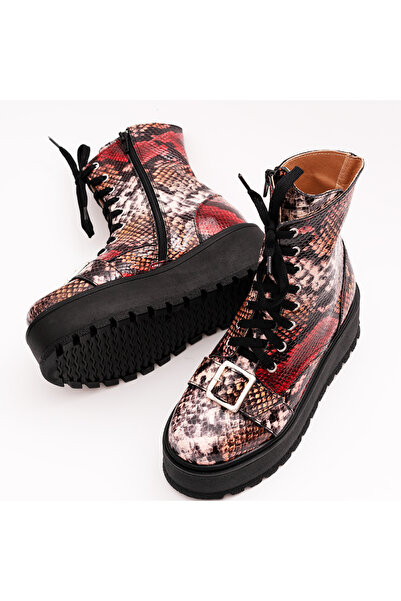 VAGAM Ghete din Piele Naturala Multicolore cu Platforma