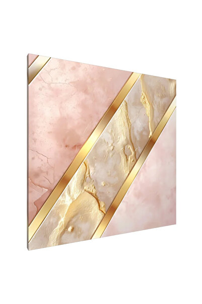 PozaTablou Pictură pe pânză: Armonie în nuanțe de roz și auriu 80x80 cm