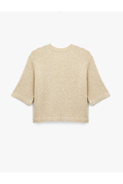 Koton Πλεκτό πουλόβερ με μισό μανίκι με λαιμόκοψη oversized