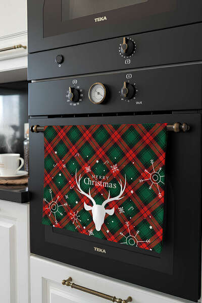 Cango Home Red Green Christmas Themed Plaid Patterned Digital Printed Oven Cover Cgh909-F