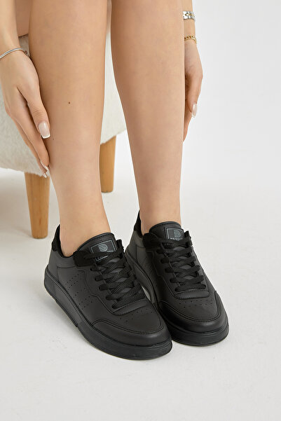 Tonny Black Unisex Black Lightweight Faylon Sole Lace-Up Casual Sports Shoes