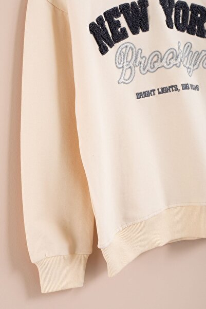 Cansın Mini Set de trening pentru băiat Blue New York Written guler rotund 23394