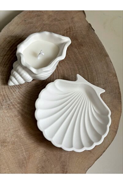Bernami Pinterest Deniz Kabuğu Ve Istiridye Set Beyaz Dekoratif Tabak/takı Or...