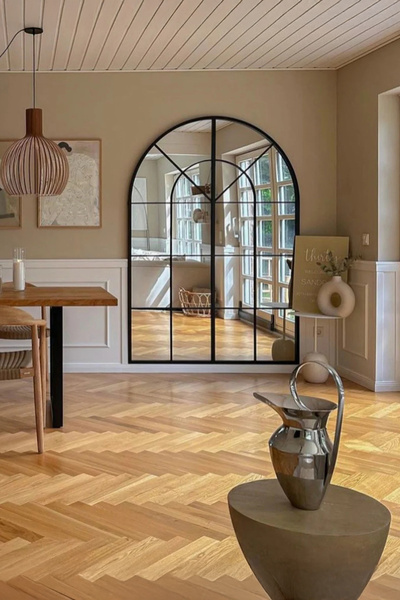 Fawdecor Premium Ahşap Çerçeveli Pencere Model Duvar Aynası - Modern Şık Tasarım