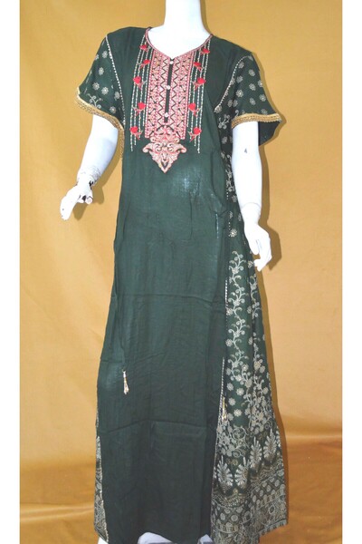 Zainah Elegant Embroidered Modest Jalabiya Dress for Women – Wide Bottom, Bat...