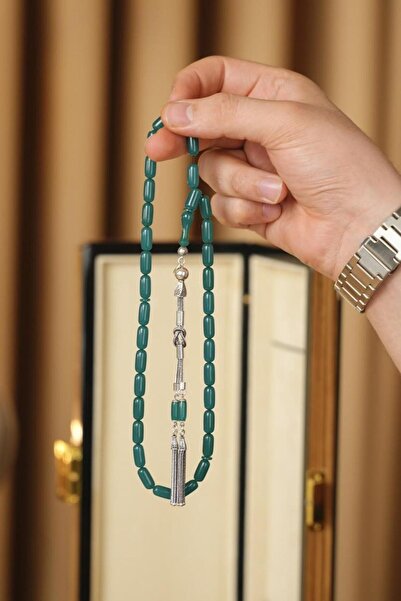 dergah tesbih Harmony Series Silver Design Fire-I Crimped Amber Prayer Beads