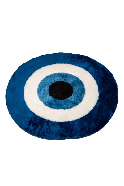 SECDEM Mkhometeks 65X75 cm Nazar Boncuğu Patterned Plush Doormat – Non-Slip Base
