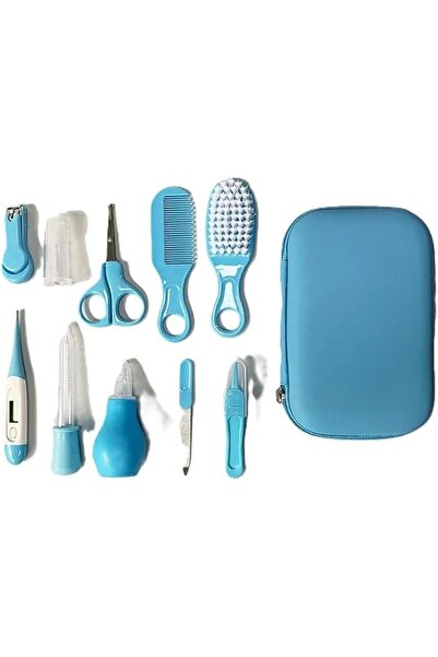Generic 10-Piece Baby Grooming Kit with Travel Bag, Blue