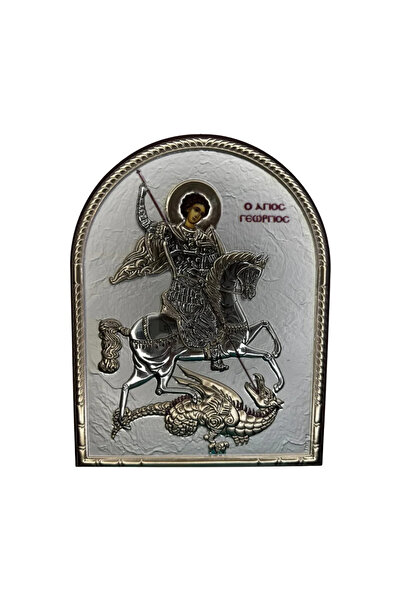 SLEVORI Icoană de argint Sfântul Gheorghe 16 x 20