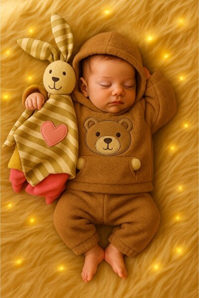 Superbaby Welsoft fluffy sweatshirt and pants set - Brown