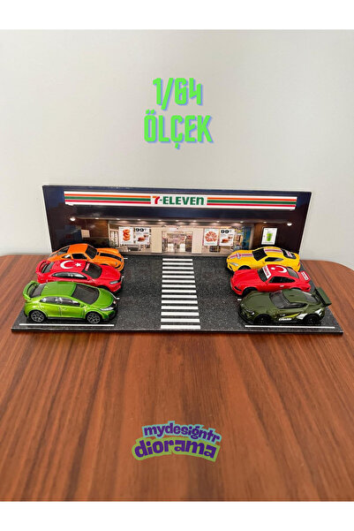 HOT WHEELS 1/64 7Eleven Araba Otopark Diorama (6-8 Araçlık) - Otopark Garaj Sergileme Standı