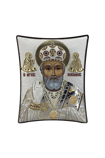 SLEVORI Icoană din argint Sfântul Nicolae 16 x 20 cm