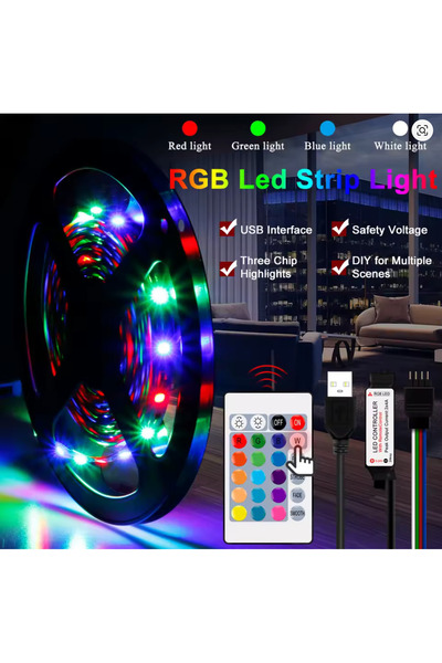 SEP Banda LED RGBW 5M Flexibilă, IP65 Waterproof, USB 5V – Ambianță Perfectă