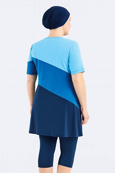 C&City Übergroße Leggings mit kurzen Ärmeln, halb bedeckender, dezenter Badeanzug