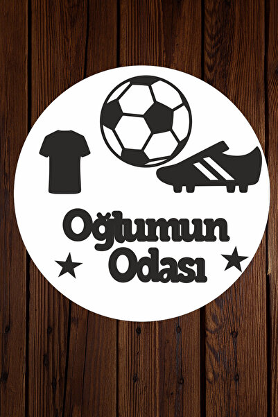 Şirin Lazer Futbol Topu Krampon Oğlumun Odası Yazılı Kapı Duvar Dekorasyonu A...