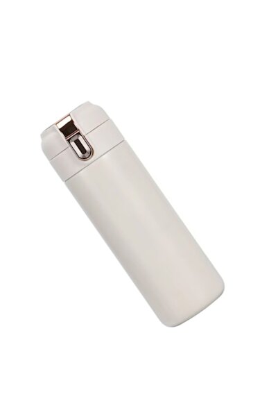 PETITE Stainless steel thermal mug for coffee or tea with temperature display, 400 ml, white