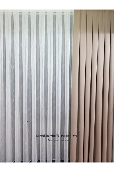 ervin Sparse Pleated Bamboo Slub Linen Tulle Curtain – No Ironing Required Ecru | Natural Light Posture Tulle