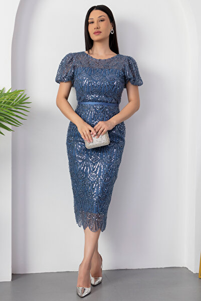 PULLIMM Βραδινό φόρεμα με λεπτομέρεια με χάντρες με λαιμόκοψη BAL152