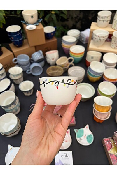 Atelier Enki Pop Kulpsuz Porselen Fincan - Yılbaşı Işığı