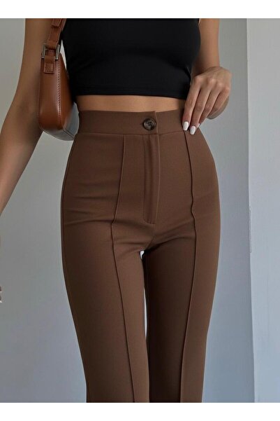 HA-KA GİYİM Women's piped Full Stretch Fabric Palazzo Pants Pull-On No Fading