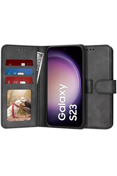 Techsuit Husă de înaltă protecție pentru Samsung Galaxy S23 - Jurnal Tuds Glow, piele ecologică, culoare închisă intensă