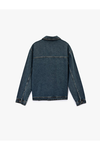 Koton Long Sleeve Pocket Shirt Collar Buttoned Casual Fit Jean Jacket