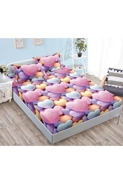 CHIRASO CHIRASO Fitted Sheet Set, Satin Cotton, 160x200 cm and 2 Pillowcases ...