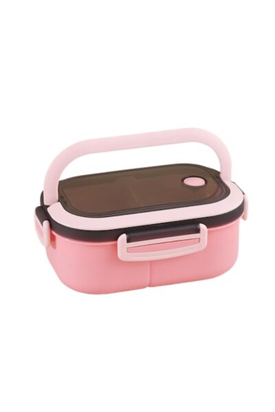 PETITE Bento lunch box with handle and vacuum port, 2 stacked compartments, 1.2L, pink