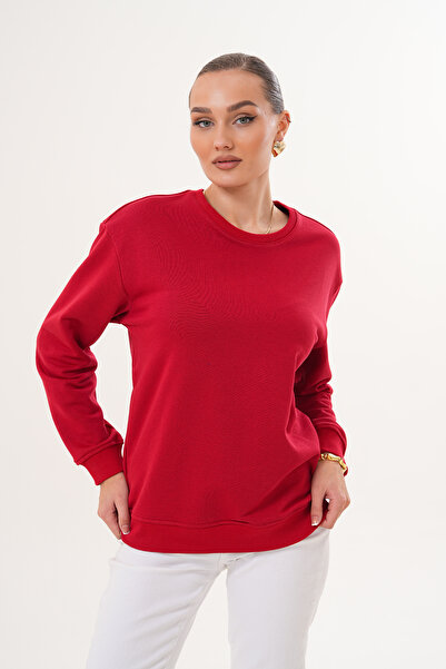 Miss Dünya Lissa Bordo-1 Unisex Crew Neck 100% Cotton Basic Sweatshirt