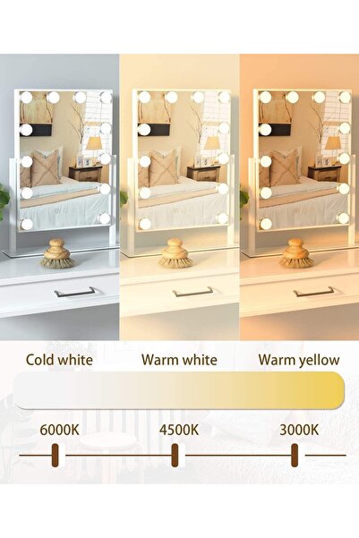 De Bela 18 مرآة زينة مضيئة - مرآة مكياج على طراز هوليوود مزودة بزر لمس (12 لمبة)