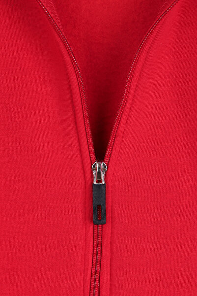 kinderos Boy's Basic Plain Hooded Zippered Sweatshirt - 2544