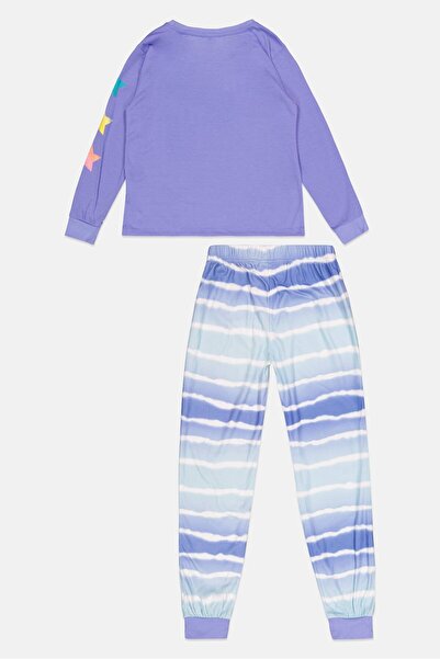 Sleep On It Kids Girl 2 Pieces Graphic Top And Pajama Set, Purple