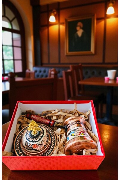 BARITCIOGLU Copper Coffee Pot Turkish Delight Holder Gift Boxed