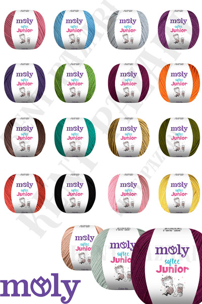 Kent Pazarı Moly Softee Junior 3 Pieces Punch Hand Knitting Yarn Amigurumi Yarn 50 Gr Bag Toy Yarn