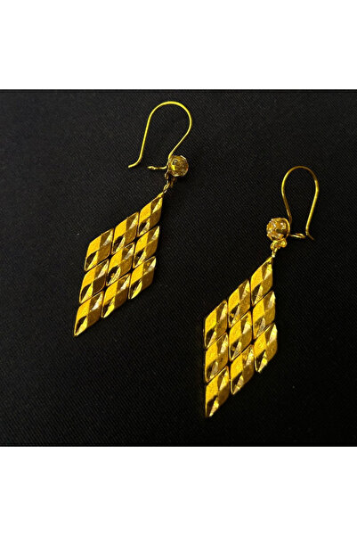 Arpaş 14 Ayar Baklava Desenli Altın Küpe