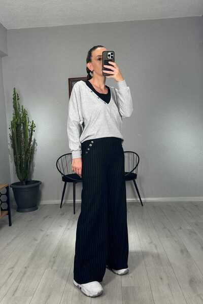 lady special Striped Pants Three-Piece Set