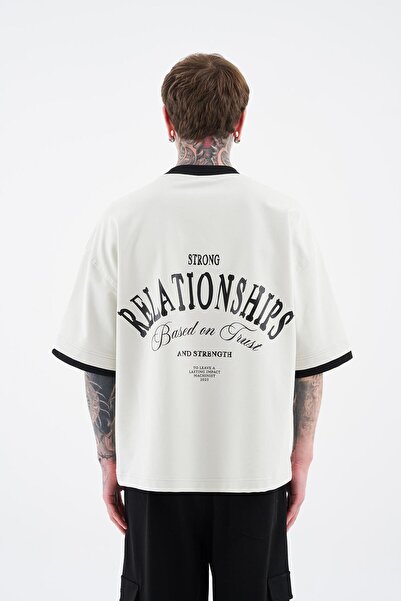 Machinist Tricou oversize pentru bărbați, imprimat, cu guler și margini contr...