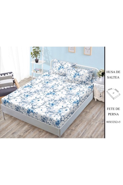 CHIRASO CHIRASO Fitted Sheet Set, Satin Cotton, 160x200 cm and 2 Pillowcases 52x80 cm