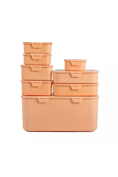 Gonga Set of 8 food containers, various sizes, with airtight lids, Gonga® Orange