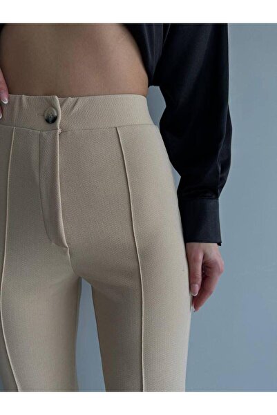 HA-KA GİYİM Women's piped Full Stretch Fabric Palazzo Pants Pull-On No Fading