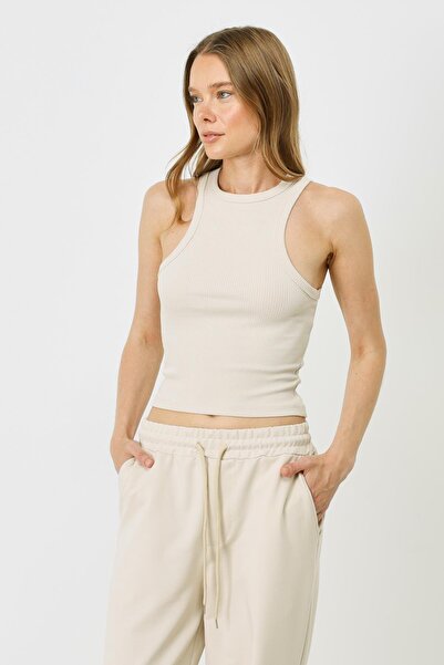 C&City Damen-Halterneck-Stretch-Langarmtop