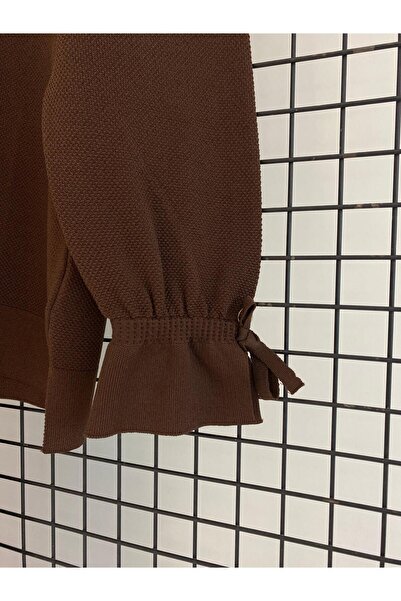 Armine TREND New Season Crew Neck Ribbon Detailed Drawstring Sleeve Knitwear Blouse Elastic Waist Skirt Top and Bottom Set