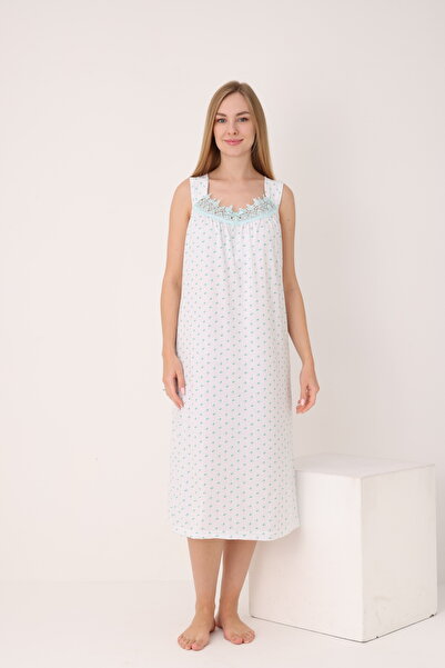 YASAR UNDERWEAR Women's Lace Wide Strap Patterned Long Nightgown