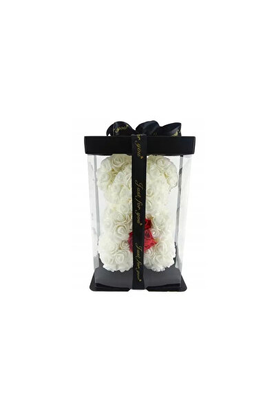 Gonga Rose teddy bear in box, 25 cm, Gonga® White/Red