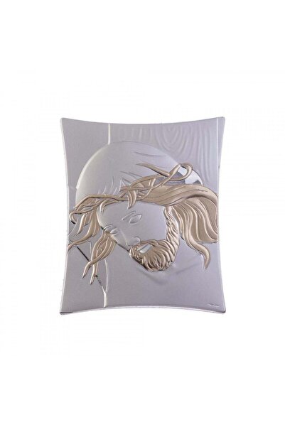 SLEVORI Icoană Iisus Hristos din argint 16x20 argintiu-auriu cu ramă maro