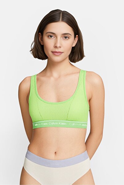 Calvin Klein Women Band Logo Non Padded Bralette, Green