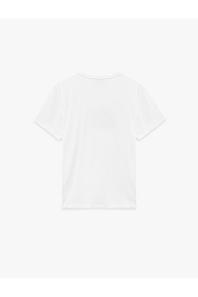 Koton Tricou cu mânecă scurtă, cu decolteu, din bumbac, cu imprimeu